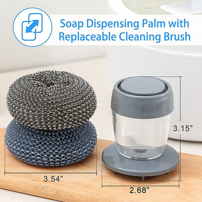 JugaadMart Kitchen Soap Dispensing Palm Brush X 2 pcs