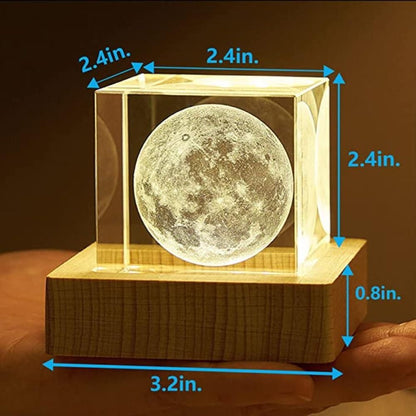 JugaadMart 3D Crystal Cube Moon with LED Night Lamp