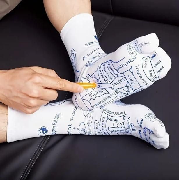 JugaadMart Acupressure Reflexology Socks (Stick Included)