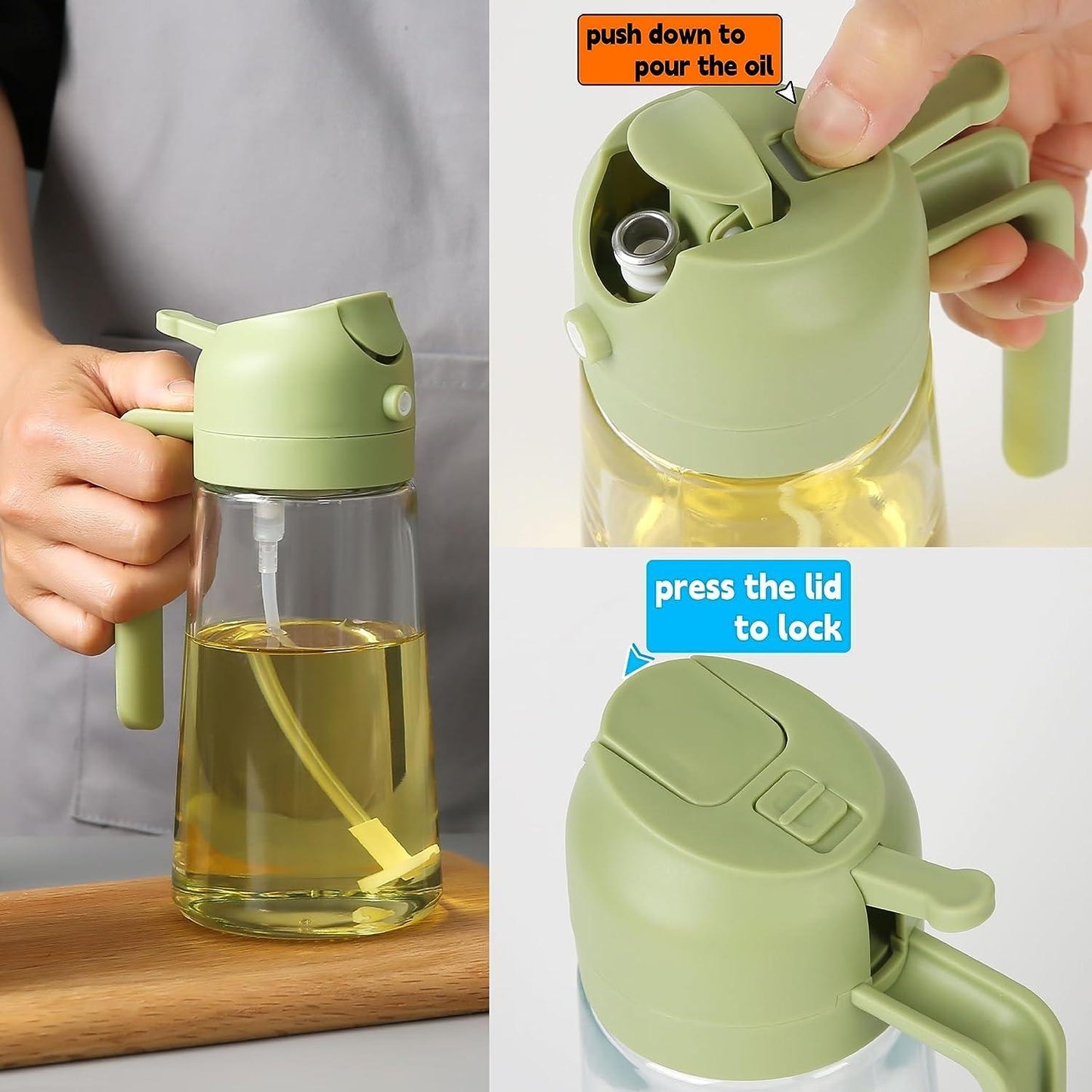 JugaadMart Portable Oil Dispenser and Sprayer Bottle - 500 ml