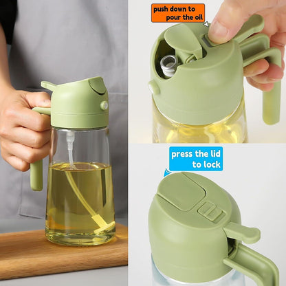 JugaadMart Portable Oil Dispenser and Sprayer Bottle - 500 ml