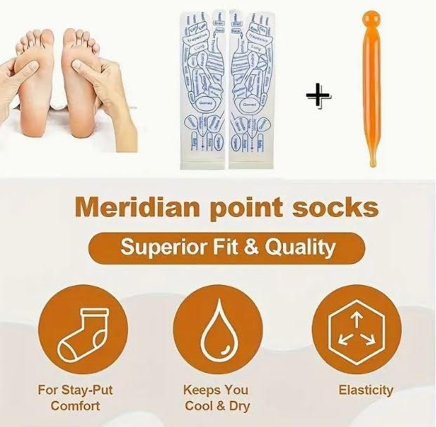 JugaadMart Acupressure Reflexology Socks (Stick Included)