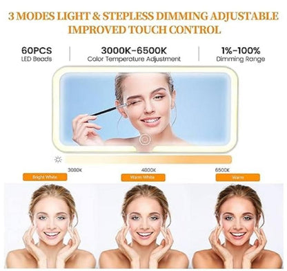 JugaadMart Rechargeable Car Makeup Mirror with LED Lights