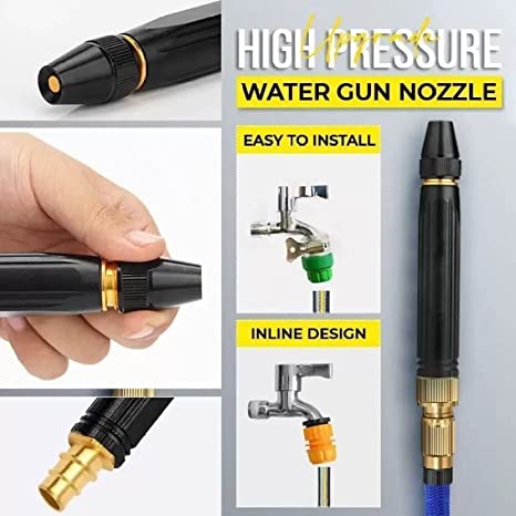 JugaadMart Portable High Pressure Washing Water Nozzle 2.0 (Black)