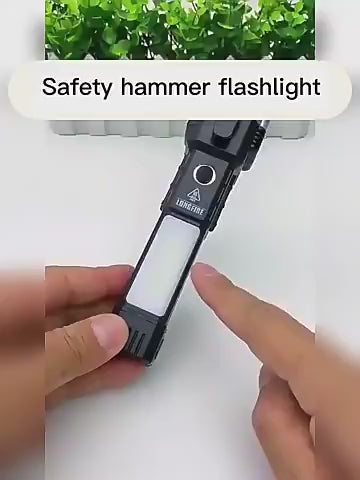 JugaadMart Emergency 8 in 1 Torch With Extreme Brightness, Built in sharp Hammer/Cutter, PowerBank, LED Flashlight And Magnet Adsorption