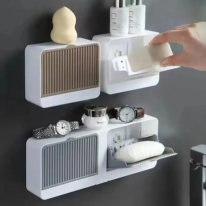 JugaadMart™ Wall Mounted Soap Dish Holder ( 2 Compartments )