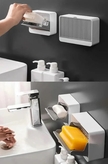 JugaadMart™ Wall Mounted Soap Dish Holder ( 2 Compartments )